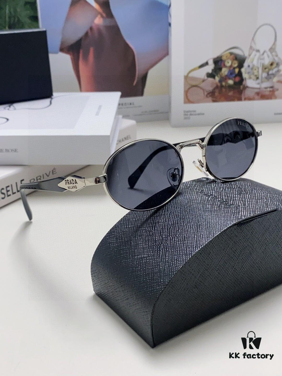 Prada Small Round Frame ✔️ Fashionable Metal Oversized Sunglasses