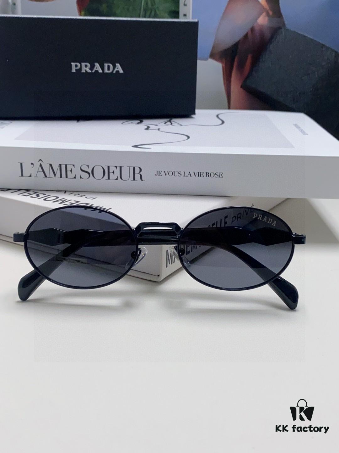 Prada Small Round Frame ✔️ Fashion Metal Oversized Sunglasses