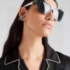 Prada 2025 European and American High-End Women's Square Frame Slimming Versatile Sunglasses, Influencer Street Style Sun Protection Glasses