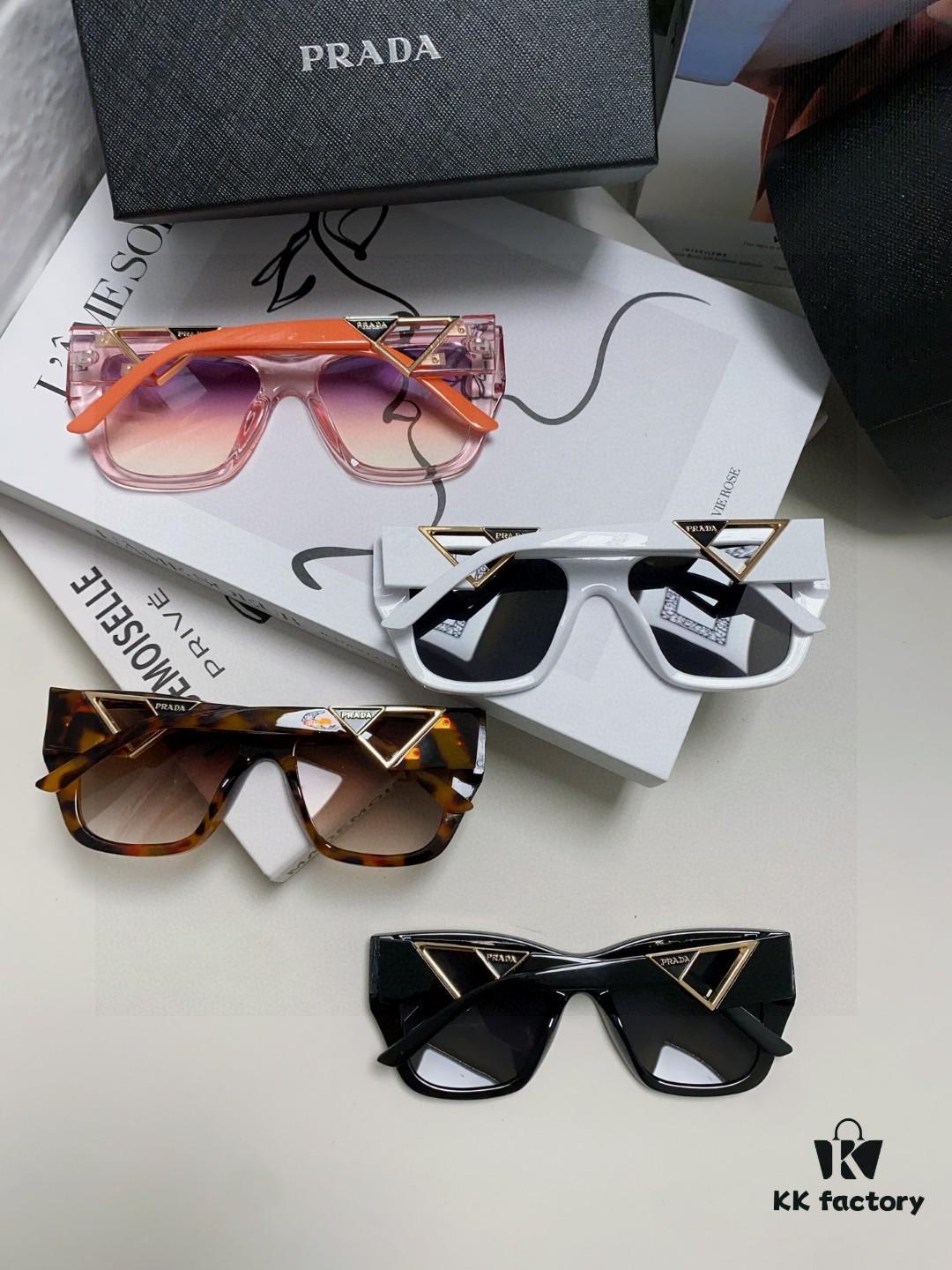 Prada 2025 European and American High-End Women's Square Frame Slimming Versatile Sunglasses, Popular Street Snap Sun Protection Eyewear