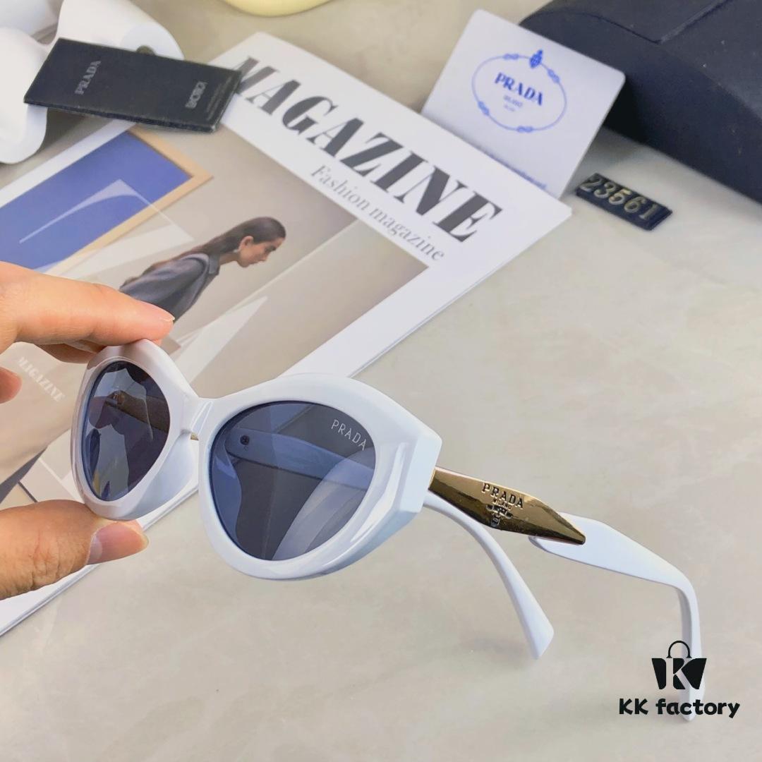 Prada Cat-Eye Retro Sunglasses Unisex Y2K Narrow Frame Triangle UV Protection Small Frame for Round and Square Faces Slimming Sun Glasses