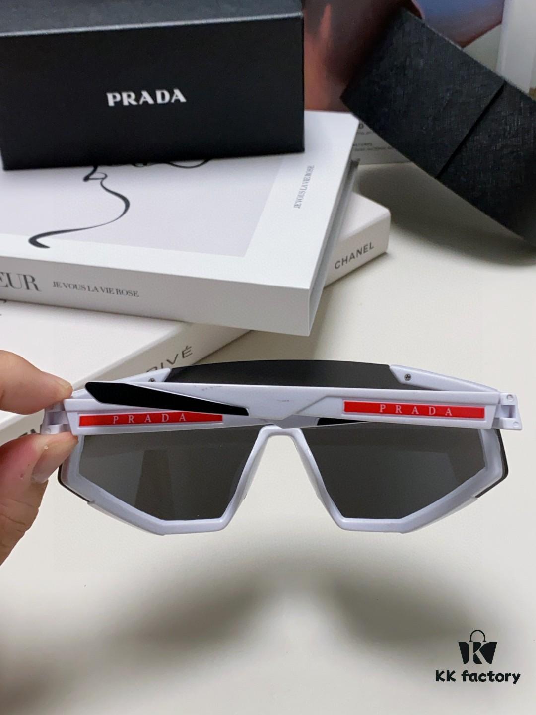 PRADA Unisex Oversized Lightweight UV-Protective Sunglasses with One-Piece Frame, Stylish Eyewear for Skiing, Cycling, and Outdoor Activities