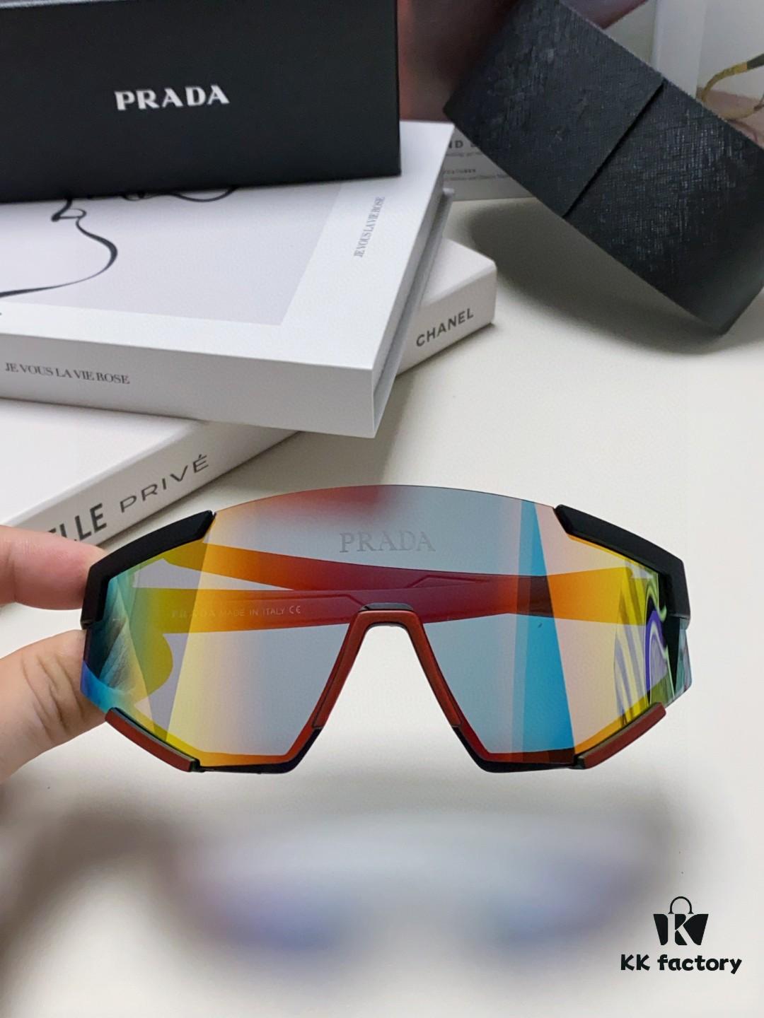 PRADA Unisex Oversized Lightweight UV-Protective Sunglasses with Integrated Frame for Skiing, Cycling, and Outdoor Use