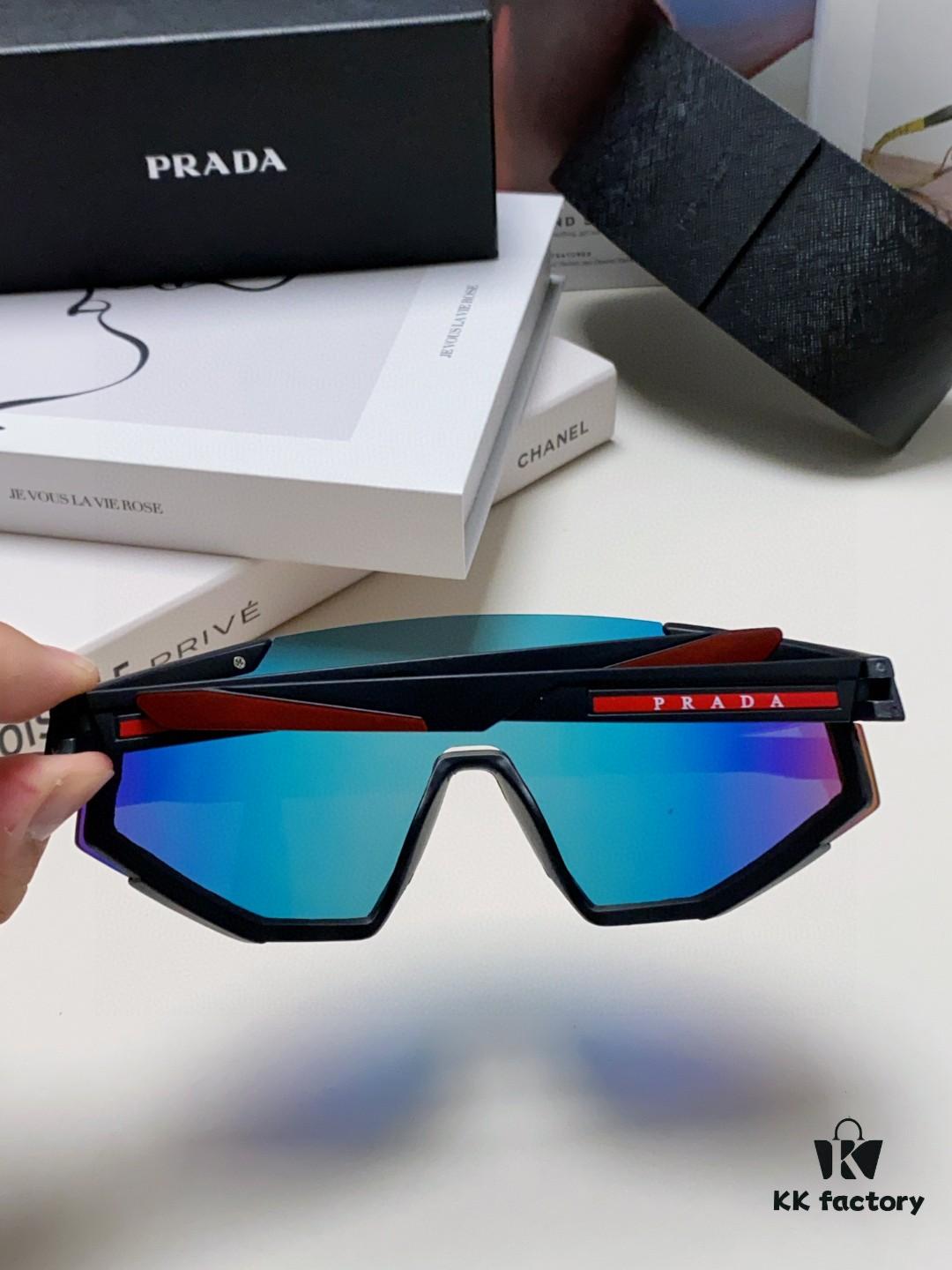 PRADA Unisex Oversized Lightweight UV-Protective Sunglasses with Integrated Frame for Skiing, Cycling, and Outdoor Use