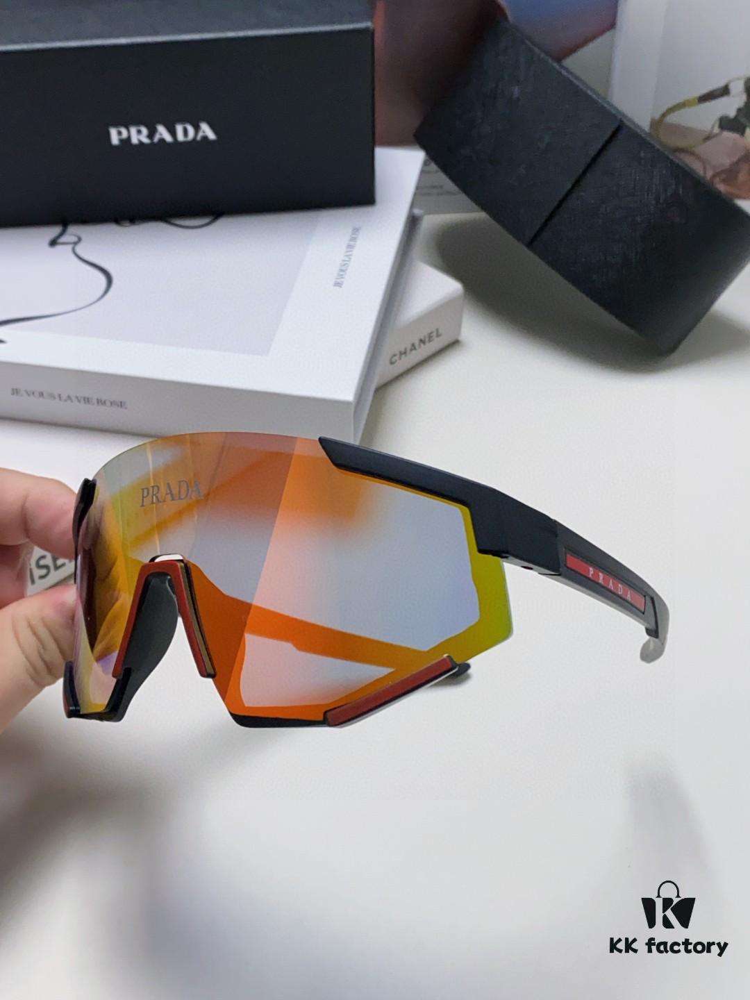 PRADA Unisex Oversized Lightweight UV-Protective Sunglasses with Integrated Frame for Skiing, Cycling, and Outdoor Use