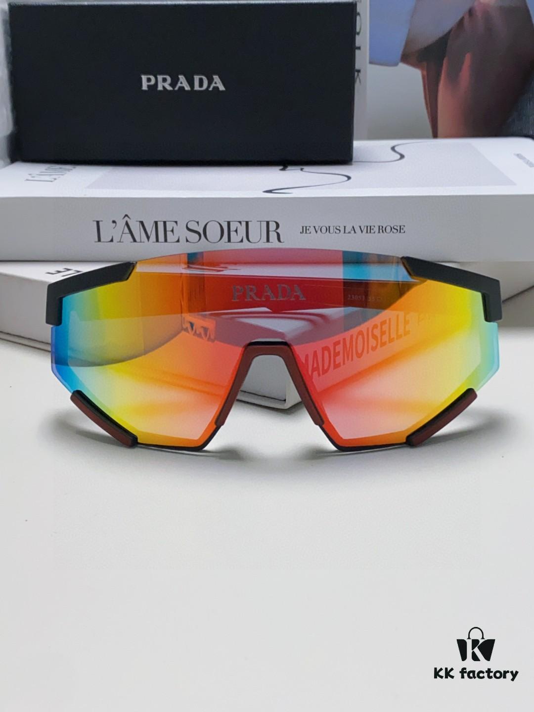 PRADA Unisex Oversized Lightweight UV-Protective Sunglasses with Integrated Frame for Skiing, Cycling, and Outdoor Use