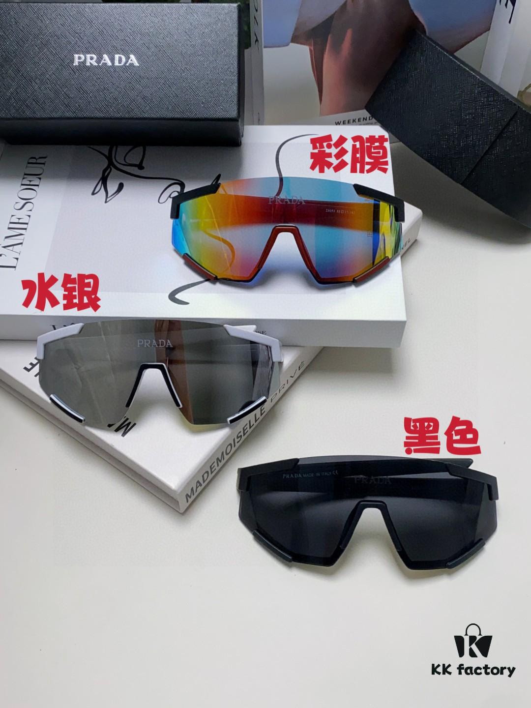 PRADA Unisex Oversized Lightweight UV-Protective Sunglasses with Integrated Frame for Skiing, Cycling, and Outdoor Use