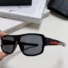 Prada 2024 Men's Square Frame Minimalist Lightweight Sports Sunglasses, European Influencer Style
