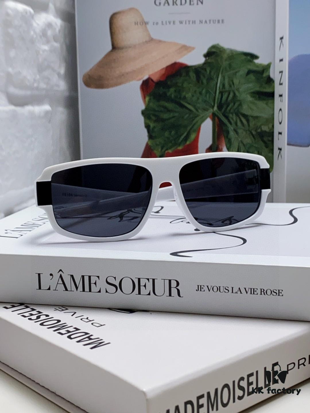 Prada 2024 Men's Square Frame Lightweight Sports Sunglasses, European Style Minimalist Driving Sunglasses