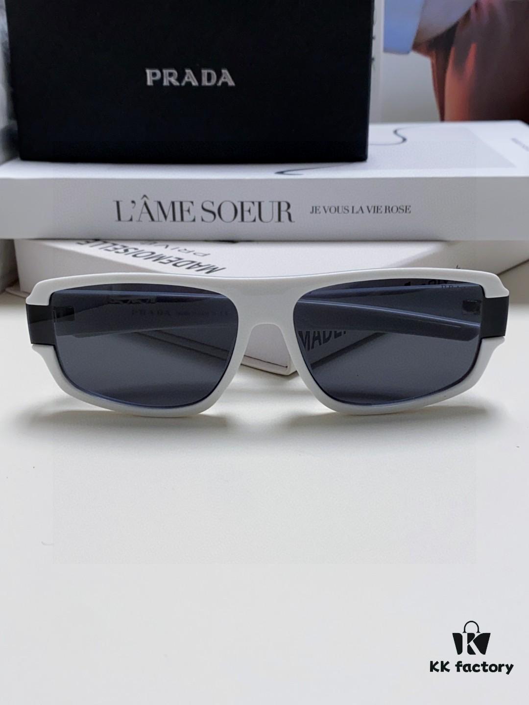 Prada 2024 Men's Square Frame Lightweight Sports Sunglasses, European Style Minimalist Driving Sunglasses