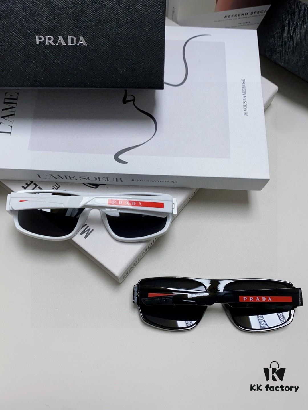 Prada 2024 Men's Square Frame Lightweight Sports Sunglasses, European Style Minimalist Driving Sunglasses