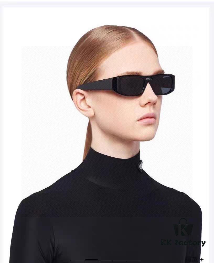 PRADA 2024 New Arrival Retro Rectangular One-Piece Sunglasses, Stylish Unisex UV-Protective Industrial Design Shades