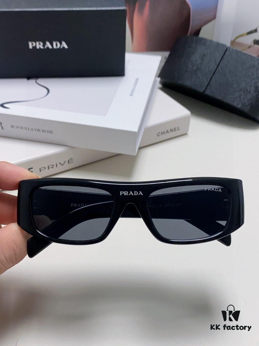 PRADA 2024 New Arrival Retro Rectangular One-Piece Sunglasses, Stylish Unisex UV-Protective Industrial Design Shades