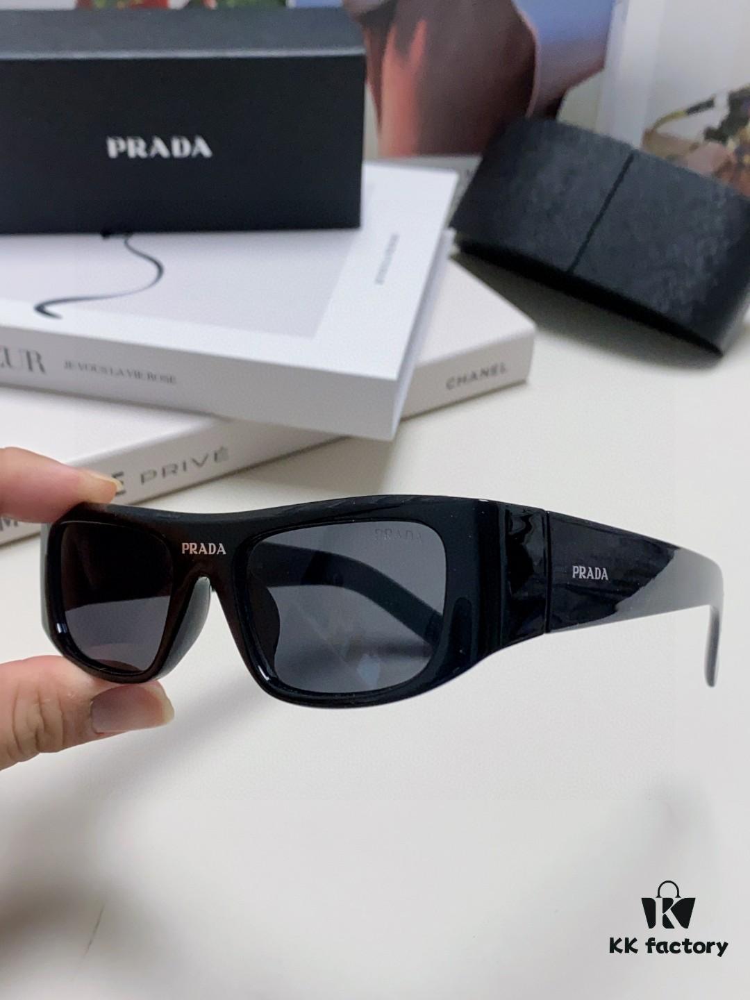 PRADA 2024 New Arrival Retro Rectangular One-Piece Sunglasses, Stylish Unisex UV-Protective Industrial Design Shades