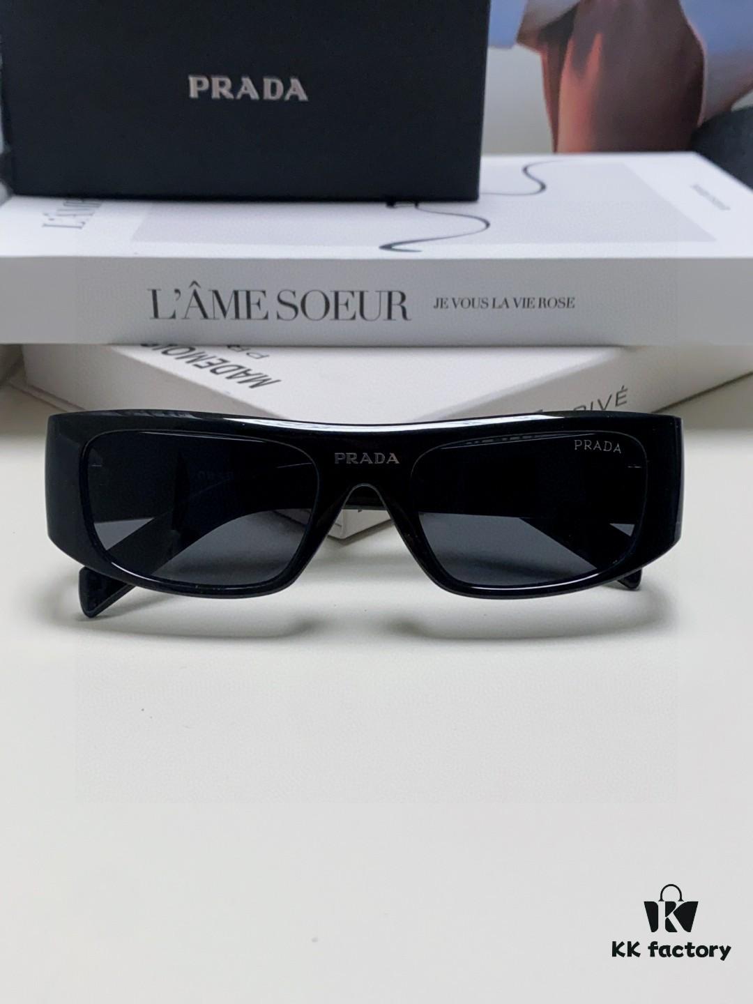 PRADA 2024 New Arrival Retro Rectangular One-Piece Sunglasses, Stylish Unisex UV-Protective Industrial Design Shades