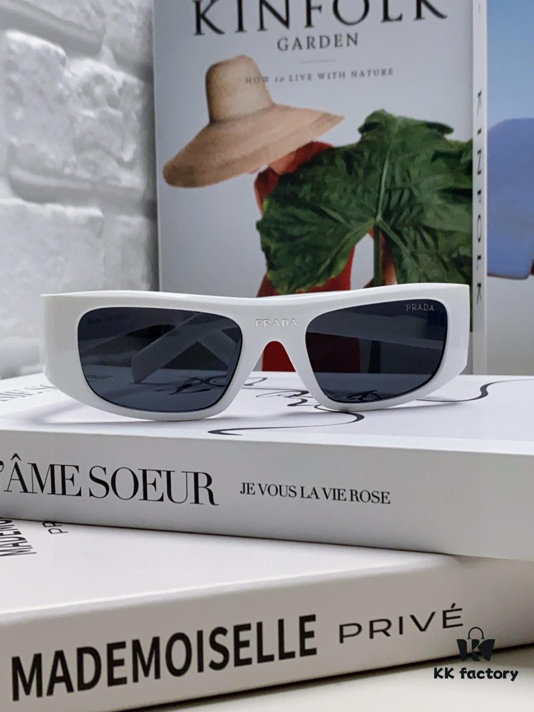 PRADA 2024 New Arrival Retro Rectangular One-Piece Sunglasses, Stylish Unisex UV-Protective Industrial-Fashion Sun Glasses