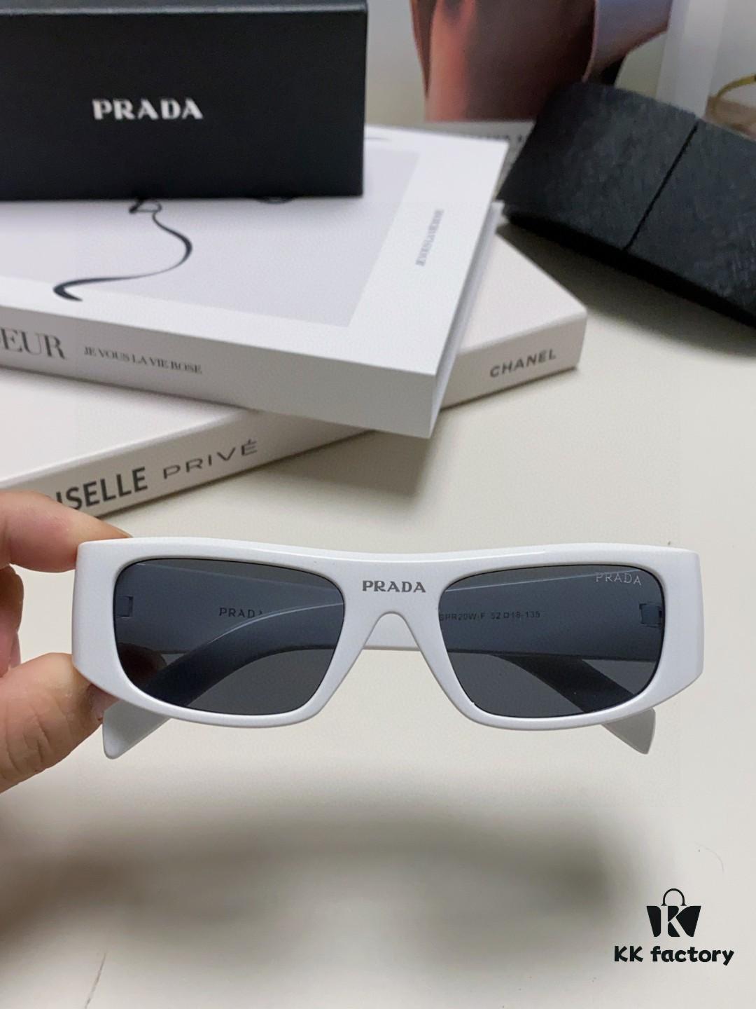 PRADA 2024 New Arrival Retro Rectangular One-Piece Sunglasses, Stylish Unisex UV-Protective Industrial-Fashion Sun Glasses