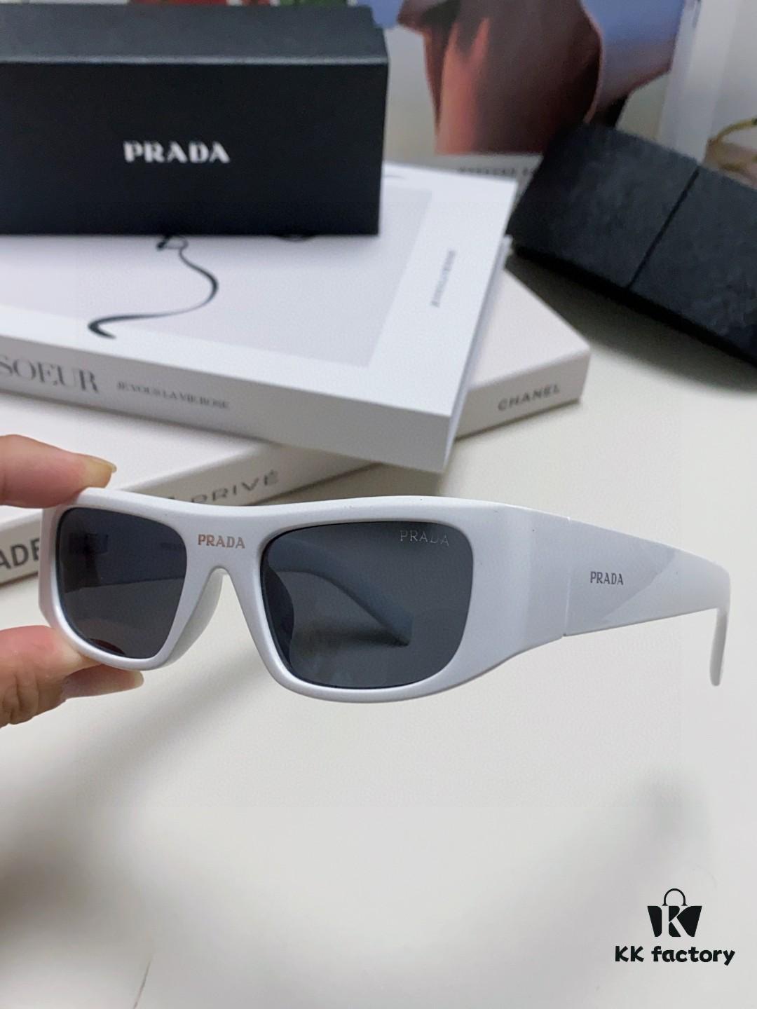 PRADA 2024 New Arrival Retro Rectangular One-Piece Sunglasses, Stylish Unisex UV-Protective Industrial-Fashion Sun Glasses
