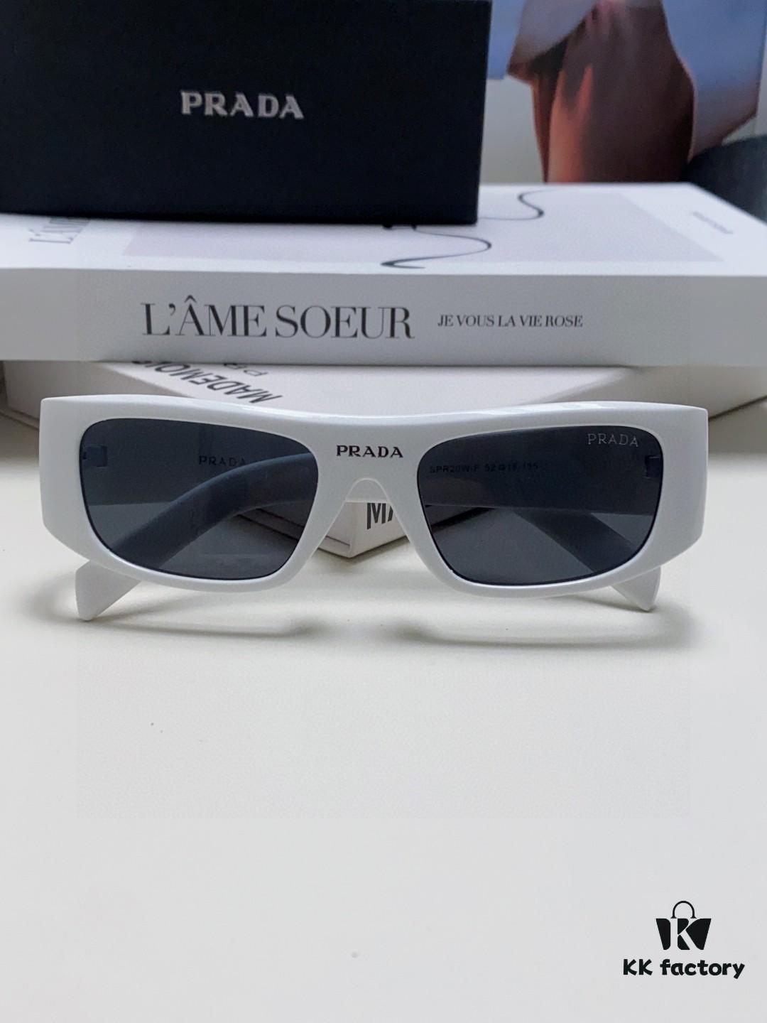 PRADA 2024 New Arrival Retro Rectangular One-Piece Sunglasses, Stylish Unisex UV-Protective Industrial-Fashion Sun Glasses