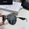 Prada 2024 New Polarized Sunglasses with Print Double Bridge Aviator Classic Frog Eye Sunglasses for Driving, UV and Blue Light Protection, Unisex Pilot Style