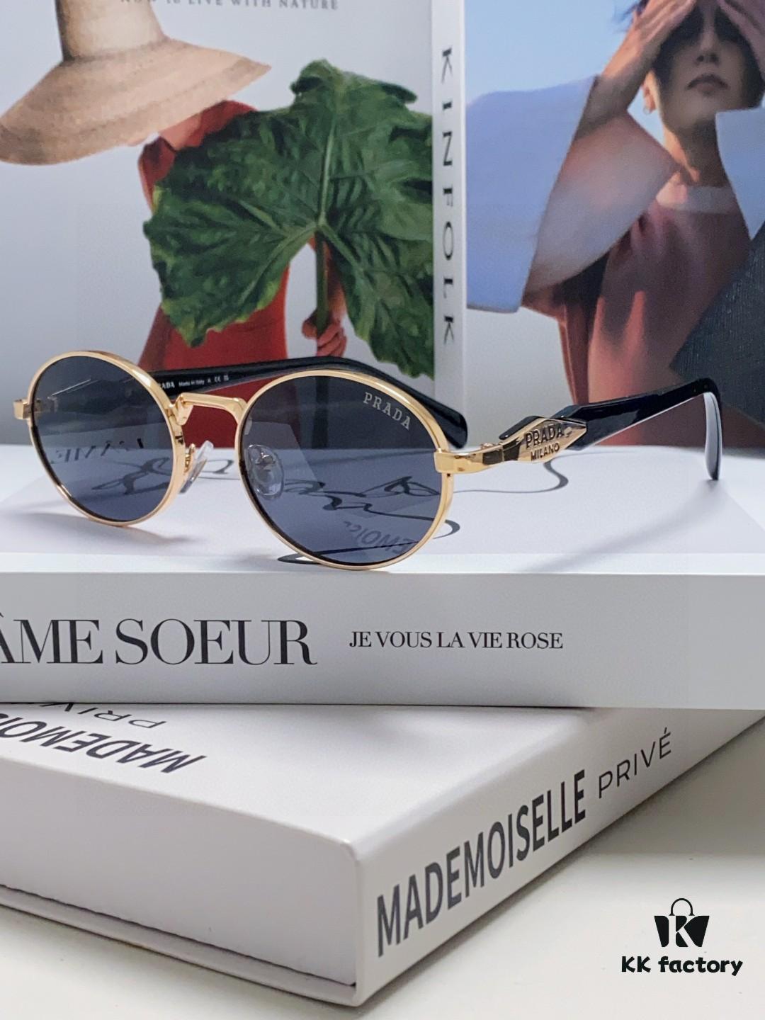 Prada Small Round Frame ✔️ Fashion Metal Oversized Sunglasses