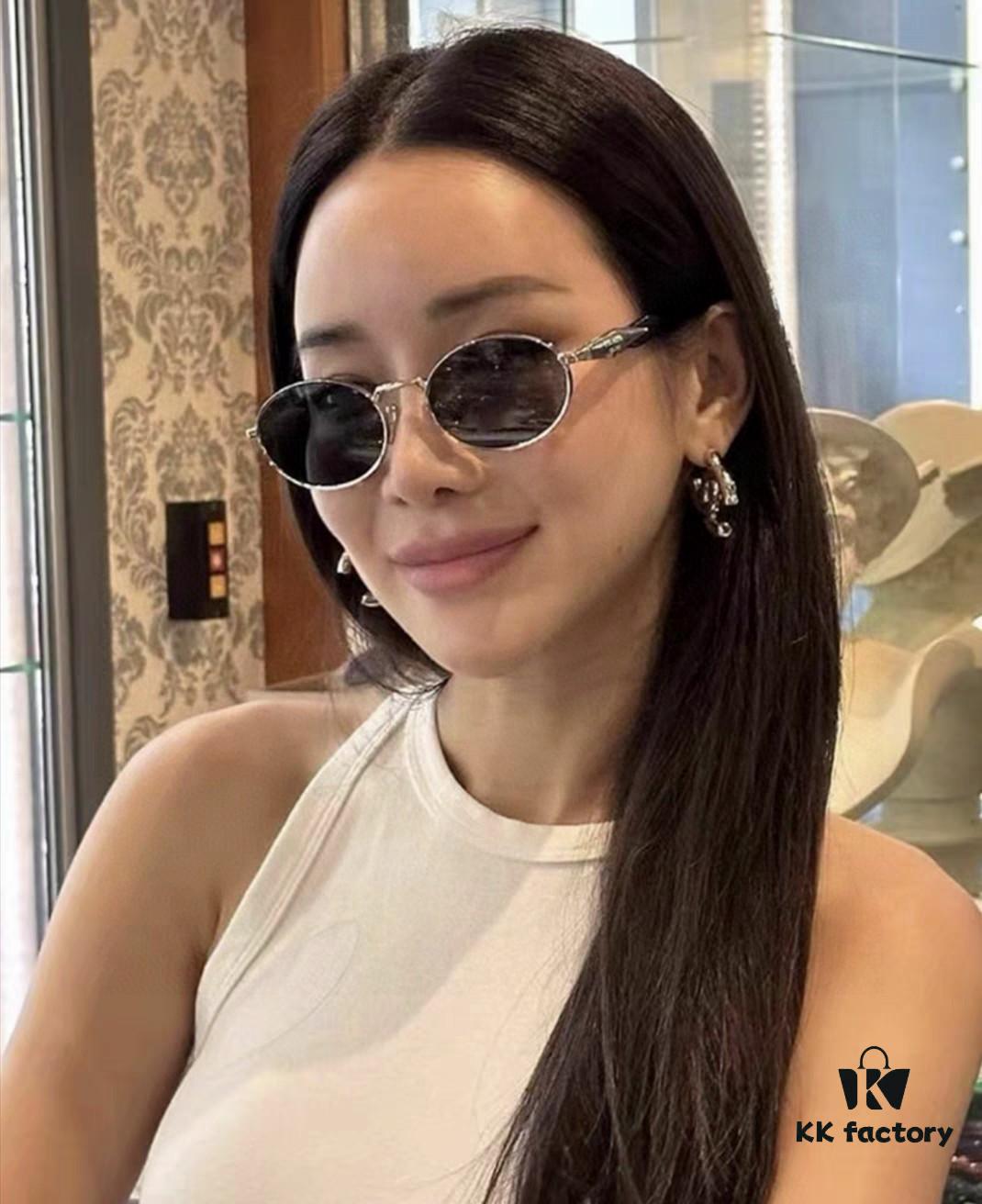 Prada Small Round Frame ✔️ Fashionable Metal Oversized Sunglasses