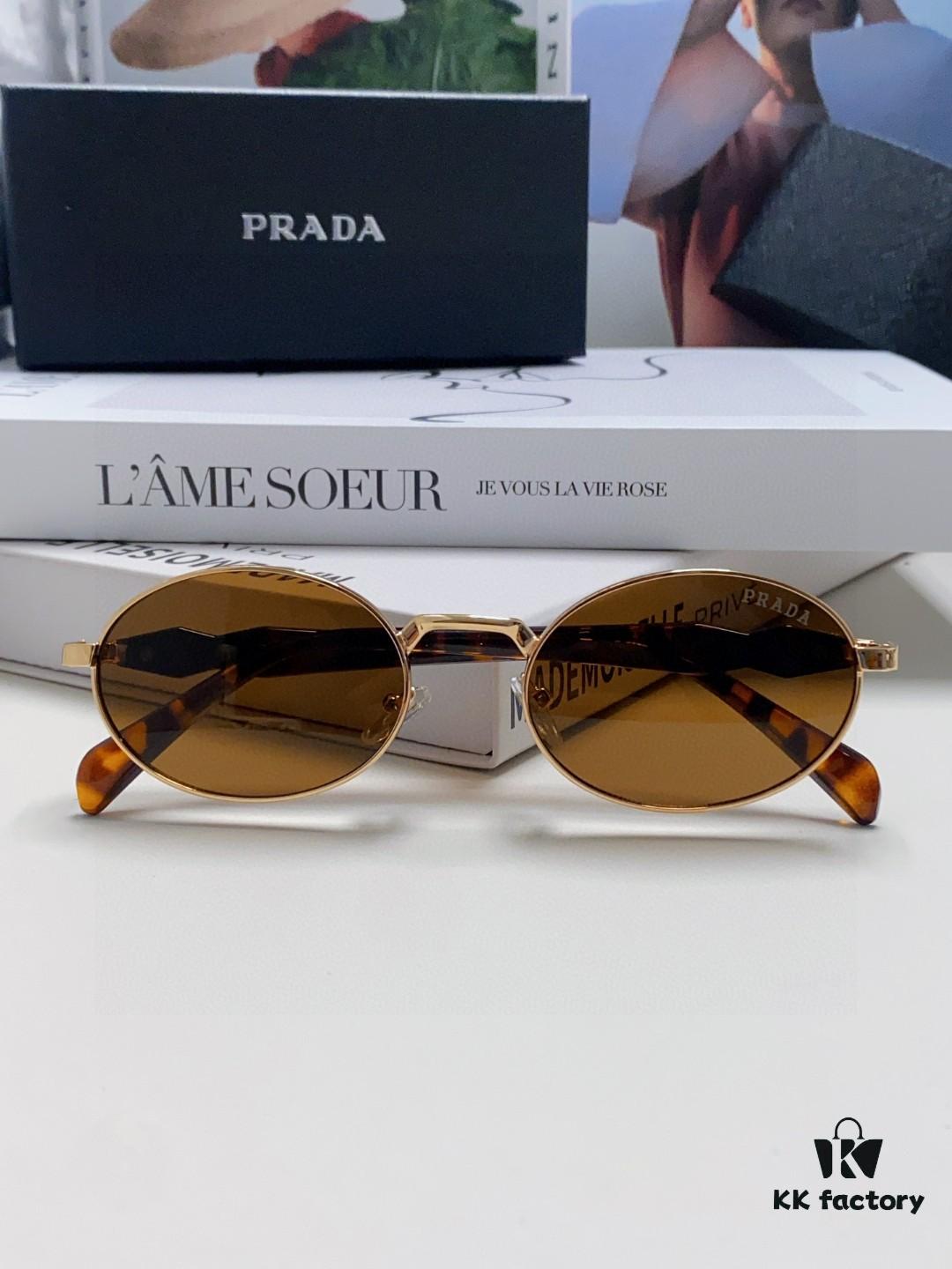 Prada Small Round Frame ✔️ Fashion Metal Oversized Sunglasses