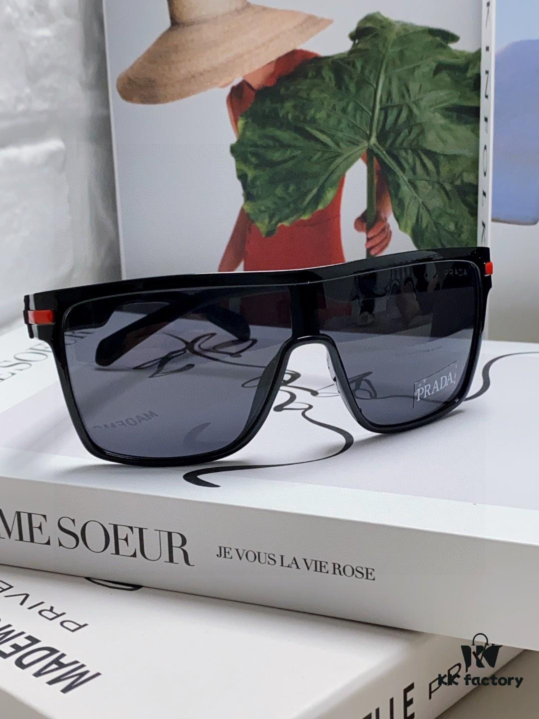 Prada Men's Stylish Oversized Frame Sunglasses, Fashionable Polarized Driving Sunglasses, Ideal for Outdoor Sports, Unisex Eyewear