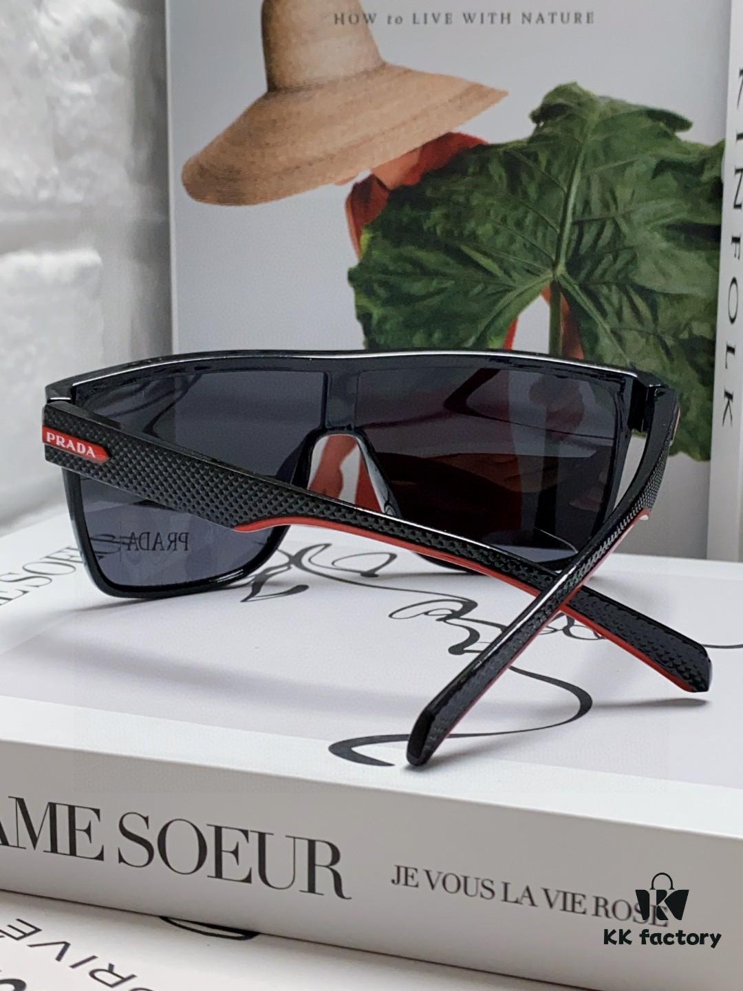 Prada Men's Stylish Oversized Frame Sunglasses, Fashionable Polarized Driving Sunglasses, Ideal for Outdoor Sports, Unisex Eyewear