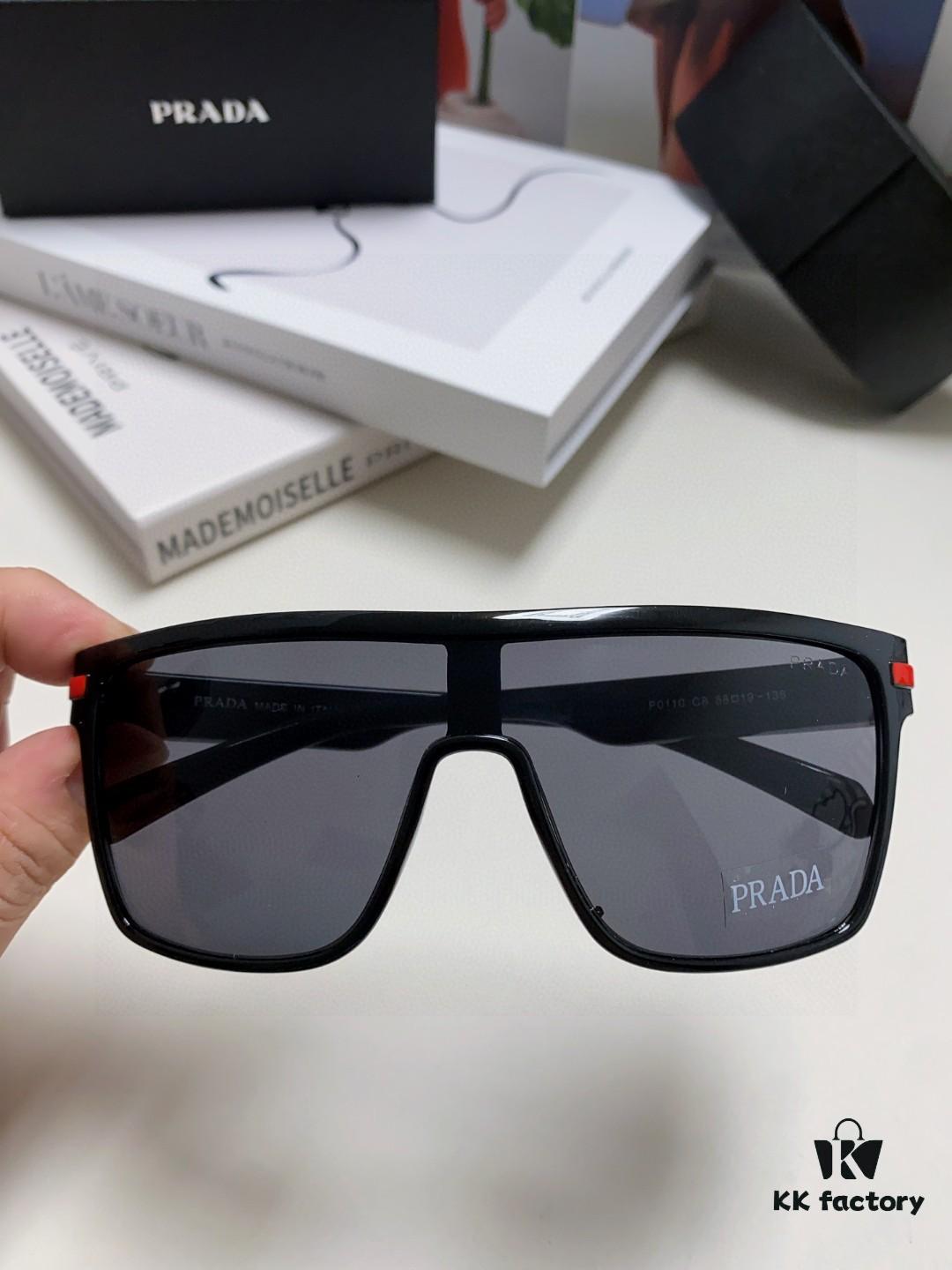 Prada Men's Stylish Oversized Frame Sunglasses, Fashionable Polarized Driving Sunglasses, Ideal for Outdoor Sports, Unisex Eyewear