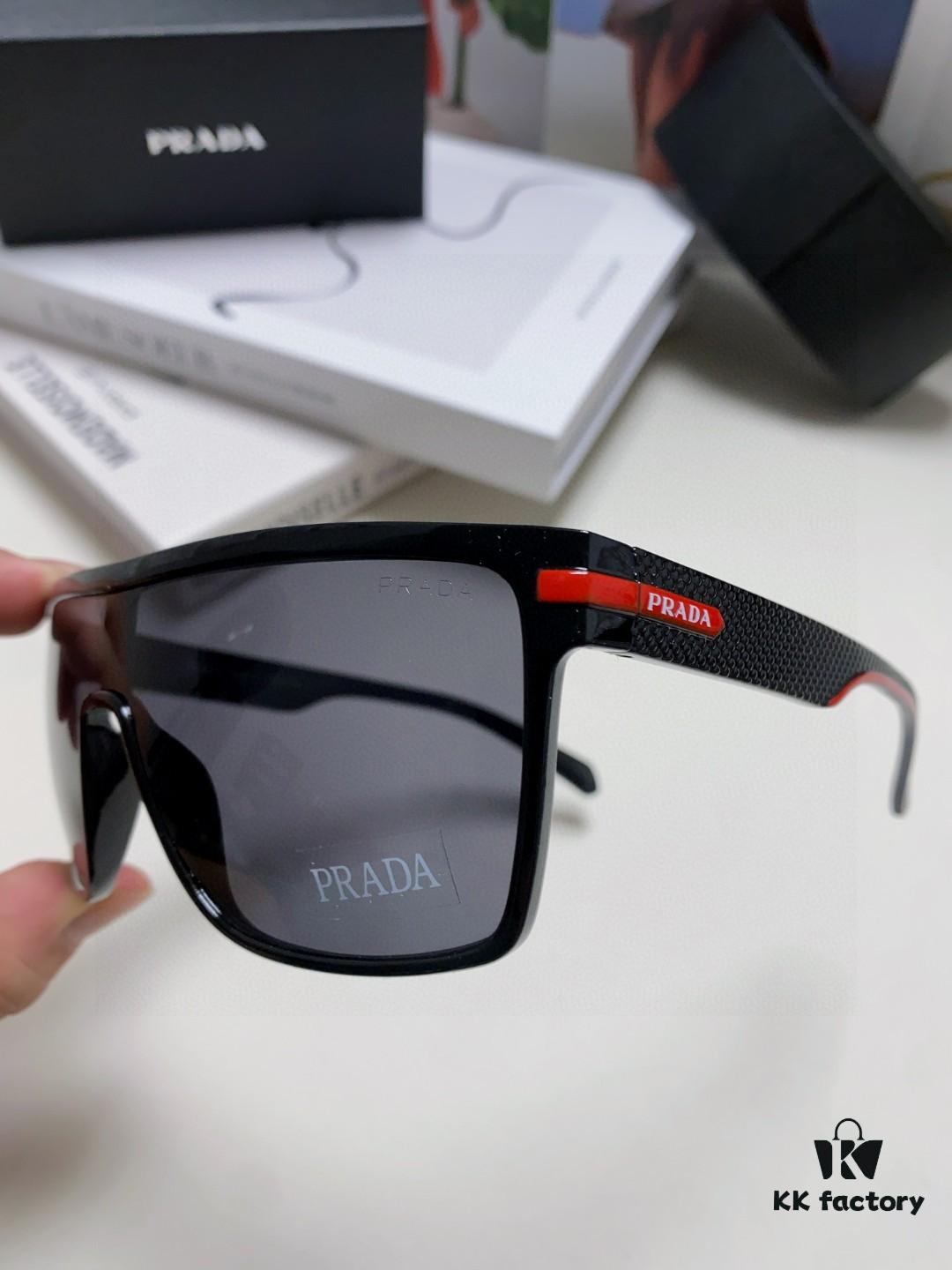 Prada Men's Stylish Oversized Frame Sunglasses, Fashionable Polarized Driving Sunglasses, Ideal for Outdoor Sports, Unisex Eyewear