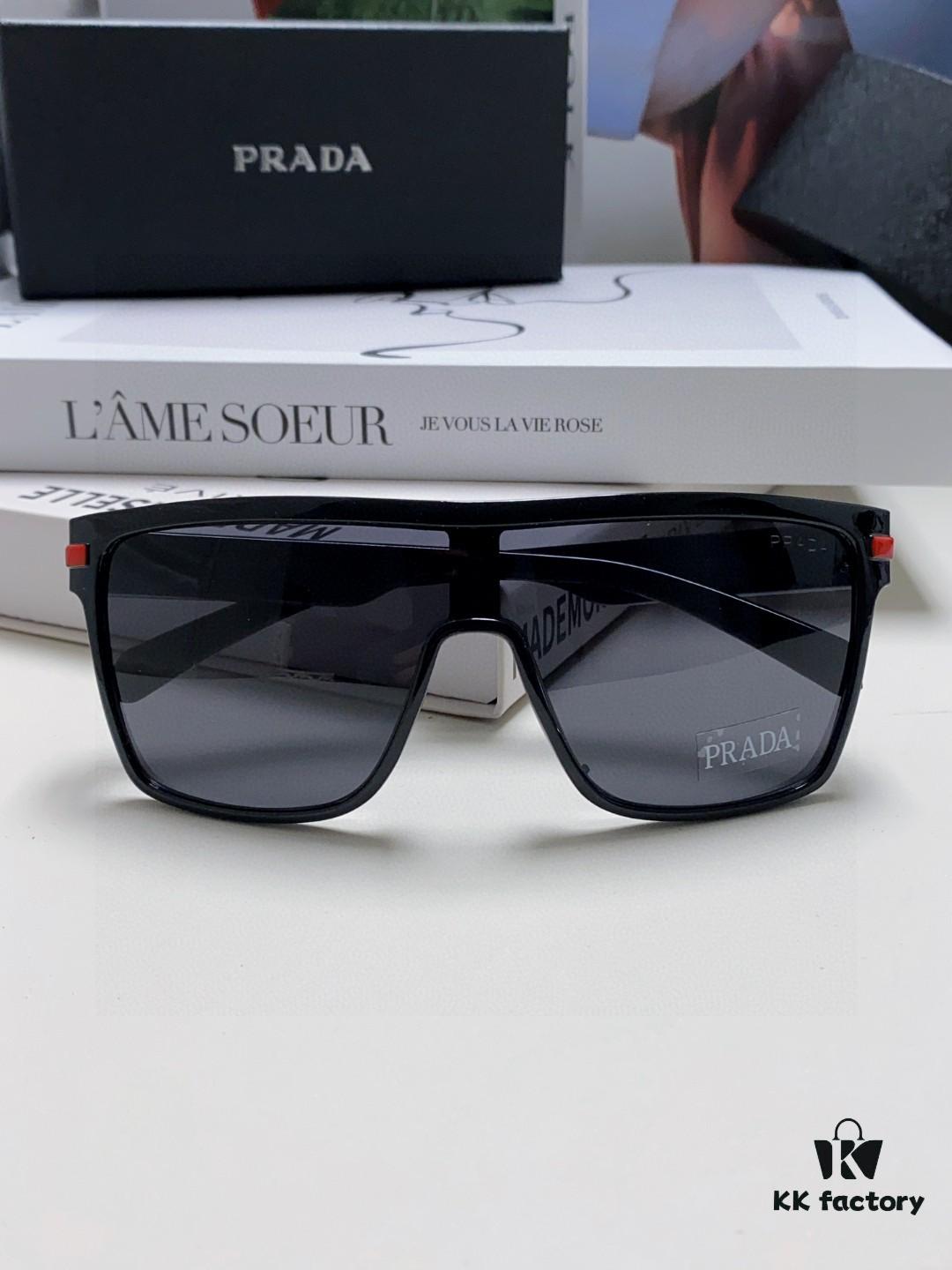 Prada Men's Stylish Oversized Frame Sunglasses, Fashionable Polarized Driving Sunglasses, Ideal for Outdoor Sports, Unisex Eyewear