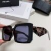 Prada 2024 Fashion Metal Polygonal Oversized Sunglasses Unisex, Checkered Lens Sunglasses for Men and Women