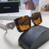 Prada 2024 Fashionable Metal Polygonal Oversized Sunglasses for Men and Women with Checkered Lenses