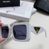 Prada 2024 Fashionable Metal Polygonal Oversized Sunglasses Unisex, Checkered Lens Sunglasses for Men and Women
