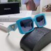 Prada 2024 Fashionable Metal Polygonal Oversized Sunglasses for Men, Stylish Unisex Sun Shades with Checkered Lenses