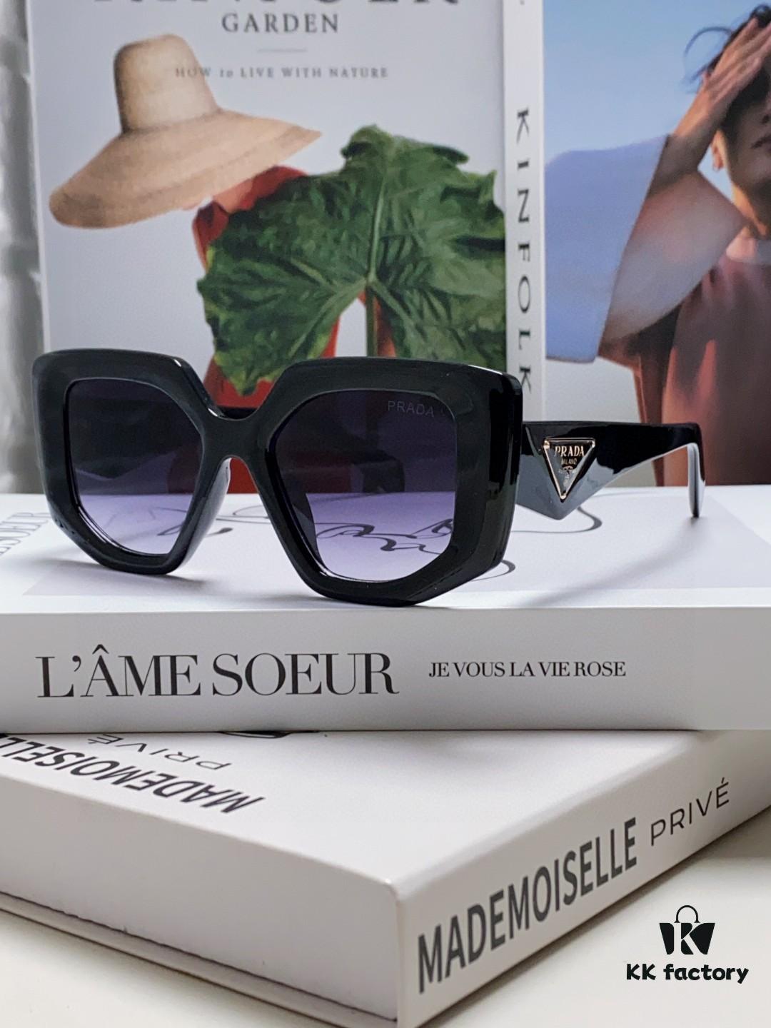 PRADA 2024 New Arrival Classic Triangle Logo Women's Fashionable Butterfly Cat-Eye Sunglasses 14ZSF