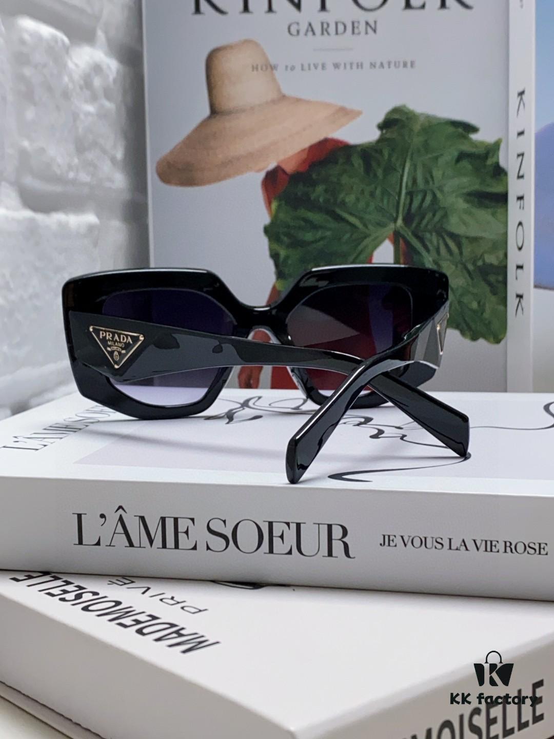 PRADA 2024 New Arrival Classic Triangle Logo Women's Fashionable Butterfly Cat-Eye Sunglasses 14ZSF