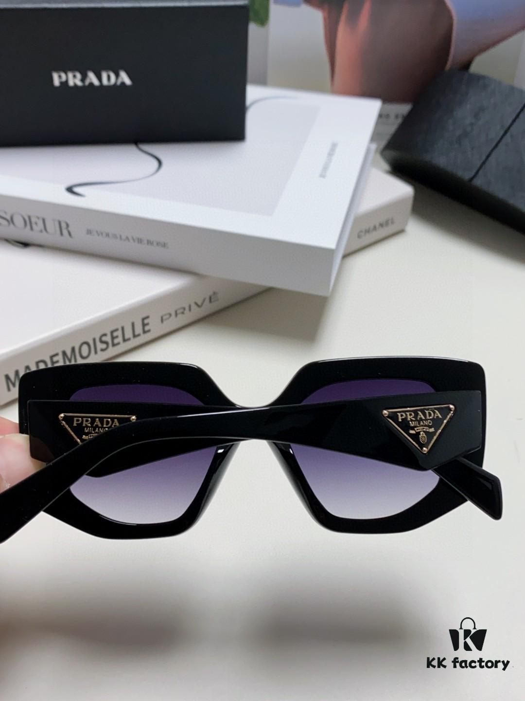 PRADA 2024 New Arrival Classic Triangle Logo Women's Fashionable Butterfly Cat-Eye Sunglasses 14ZSF