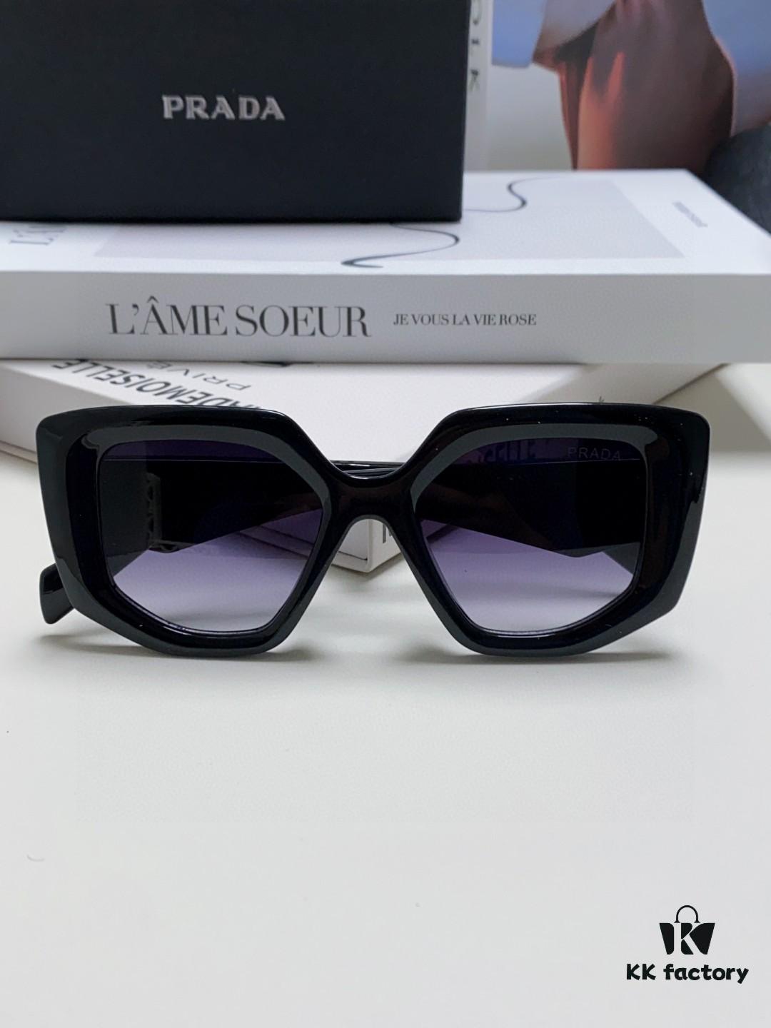 PRADA 2024 New Arrival Classic Triangle Logo Women's Fashionable Butterfly Cat-Eye Sunglasses 14ZSF