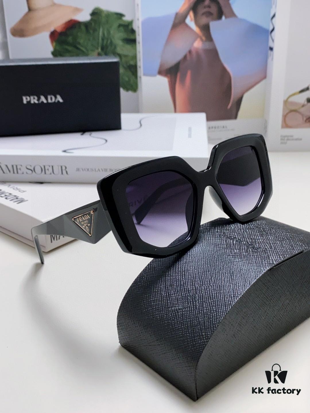PRADA 2024 New Arrival Classic Triangle Logo Women's Fashionable Butterfly Cat-Eye Sunglasses 14ZSF