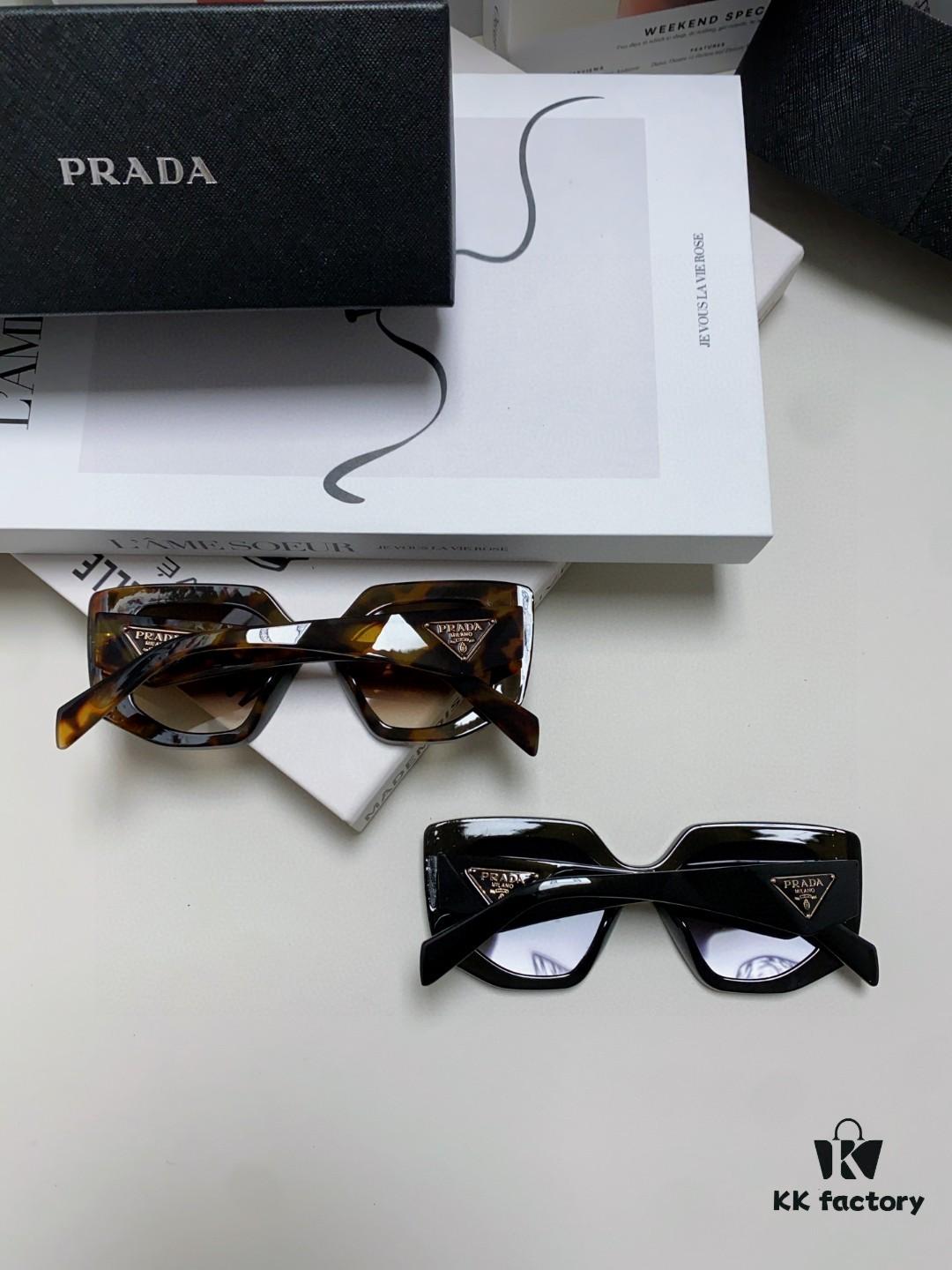 PRADA 2024 New Arrival Classic Triangle Logo Women's Fashionable Butterfly Cat-Eye Sunglasses 14ZSF