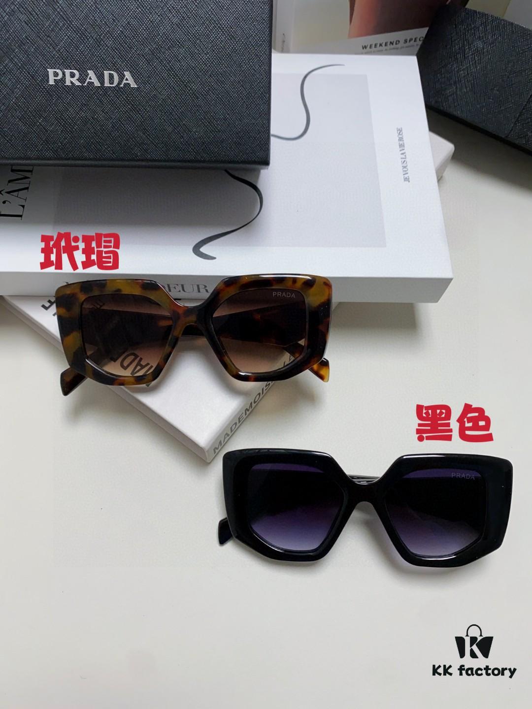 PRADA 2024 New Arrival Classic Triangle Logo Women's Fashionable Butterfly Cat-Eye Sunglasses 14ZSF