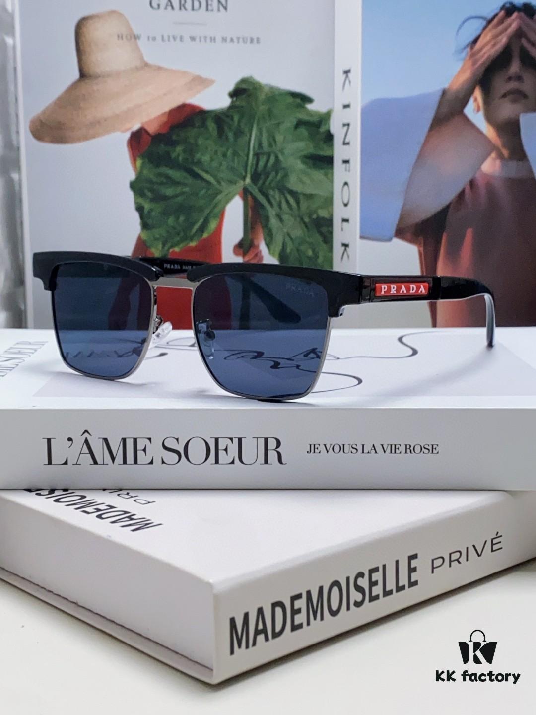 Prada Sunglasses, Showcasing Unique Personality, Classic Style with Premium Metal Logo on Temples and Frame, the Latest Popular Eyewear