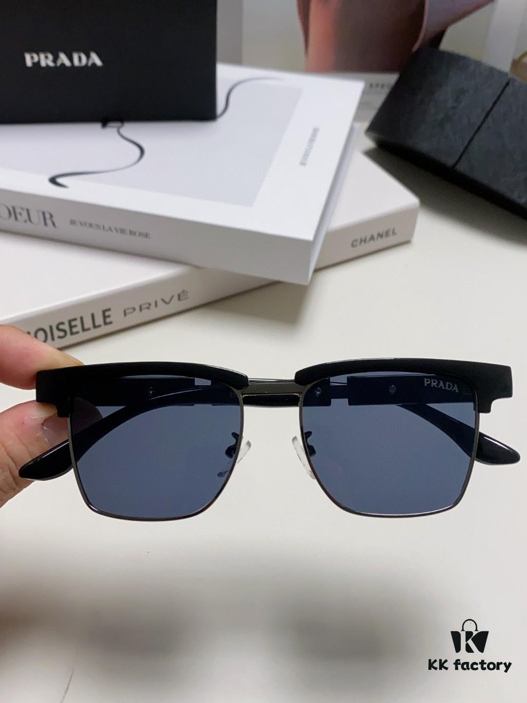 Prada Sunglasses, Showcasing Unique Personality, Classic Style with Premium Metal Logo on Temples and Frame, the Latest Popular Eyewear