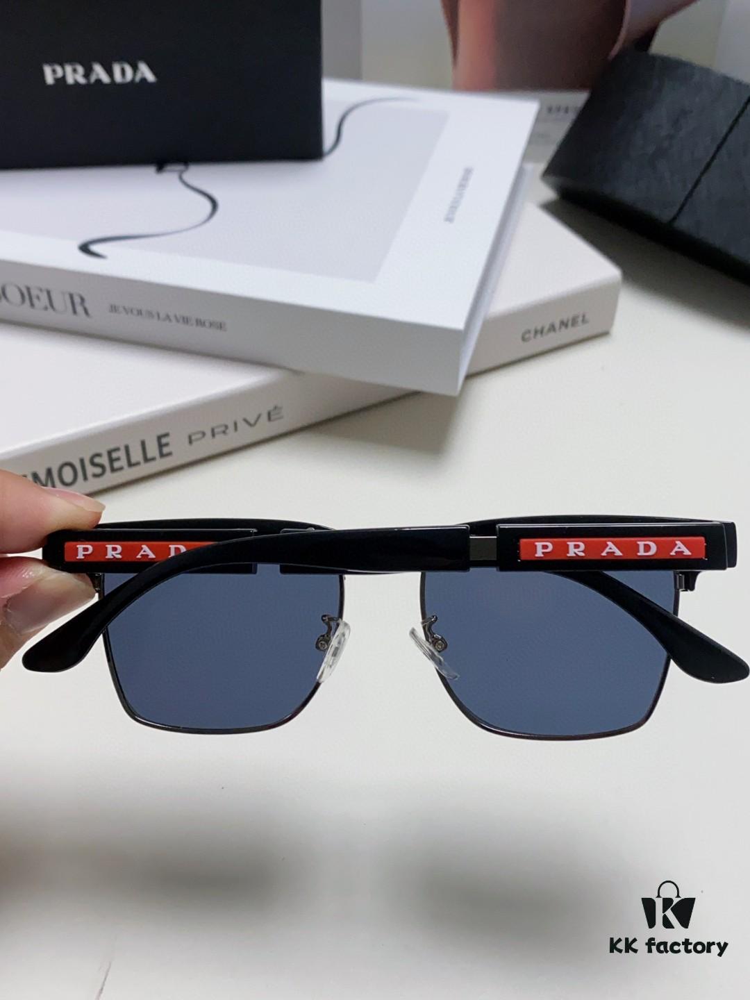 Prada Sunglasses, Showcasing Unique Personality, Classic Style with Premium Metal Logo on Temples and Frame, the Latest Popular Eyewear