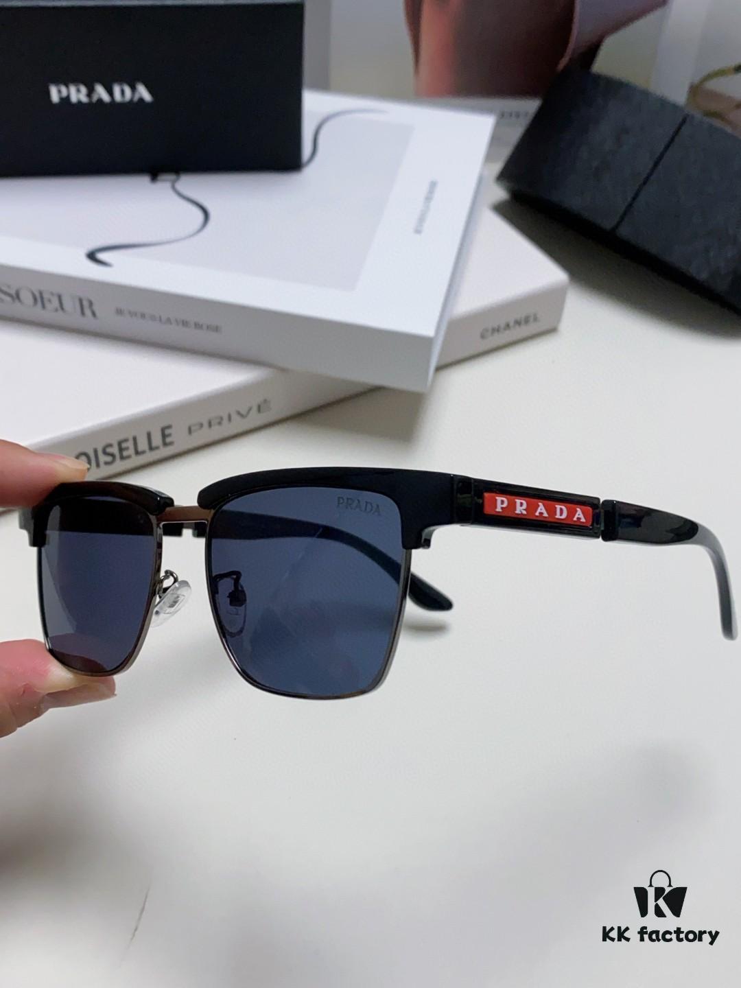 Prada Sunglasses, Showcasing Unique Personality, Classic Style with Premium Metal Logo on Temples and Frame, the Latest Popular Eyewear