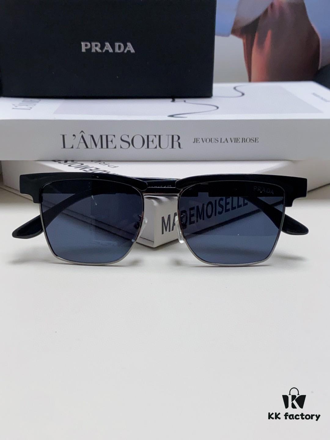 Prada Sunglasses, Showcasing Unique Personality, Classic Style with Premium Metal Logo on Temples and Frame, the Latest Popular Eyewear