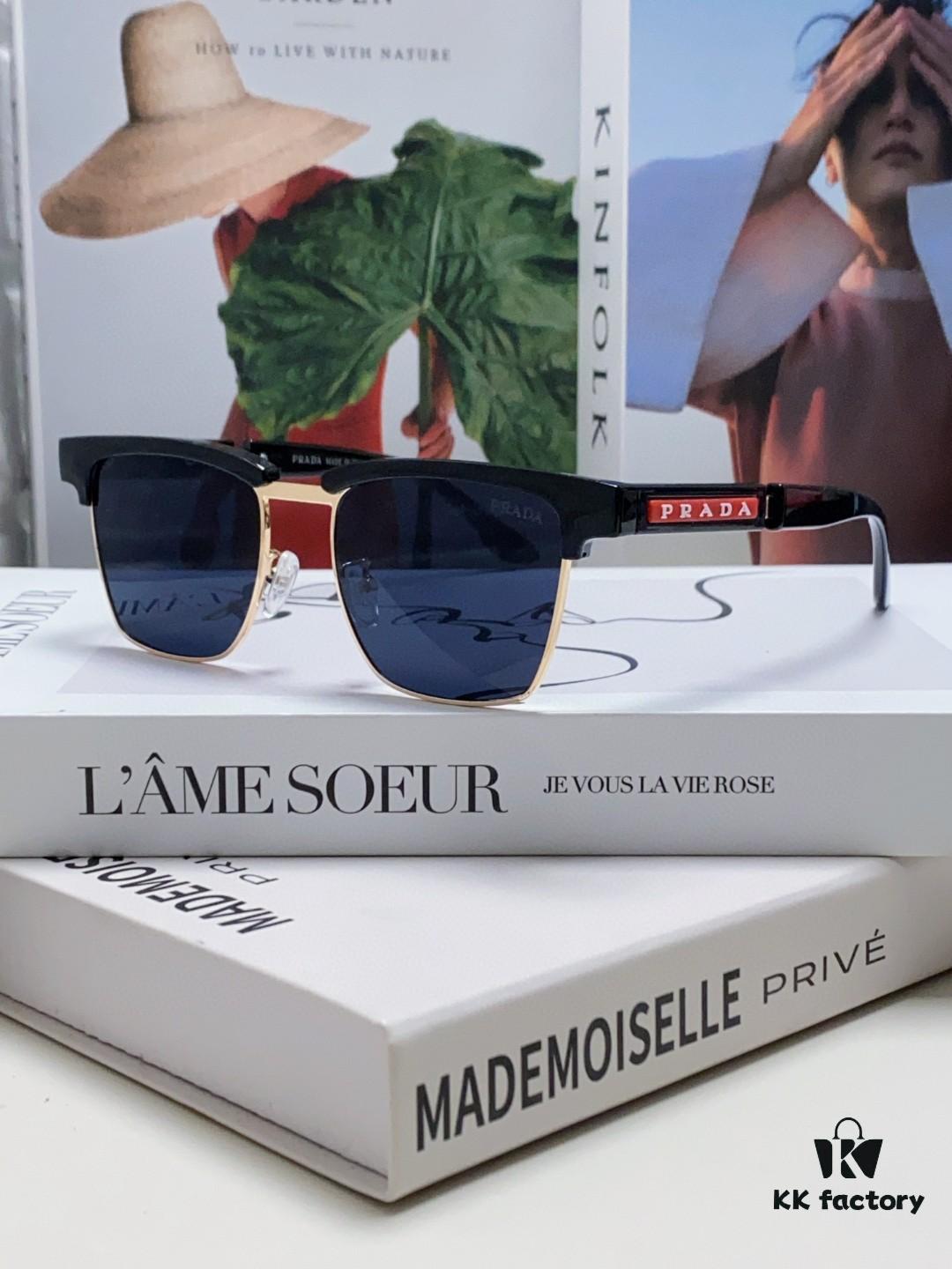 Prada Sunglasses Classic Style, Showcasing Unique Personality with Premium Metal Logo on Temples and Frame