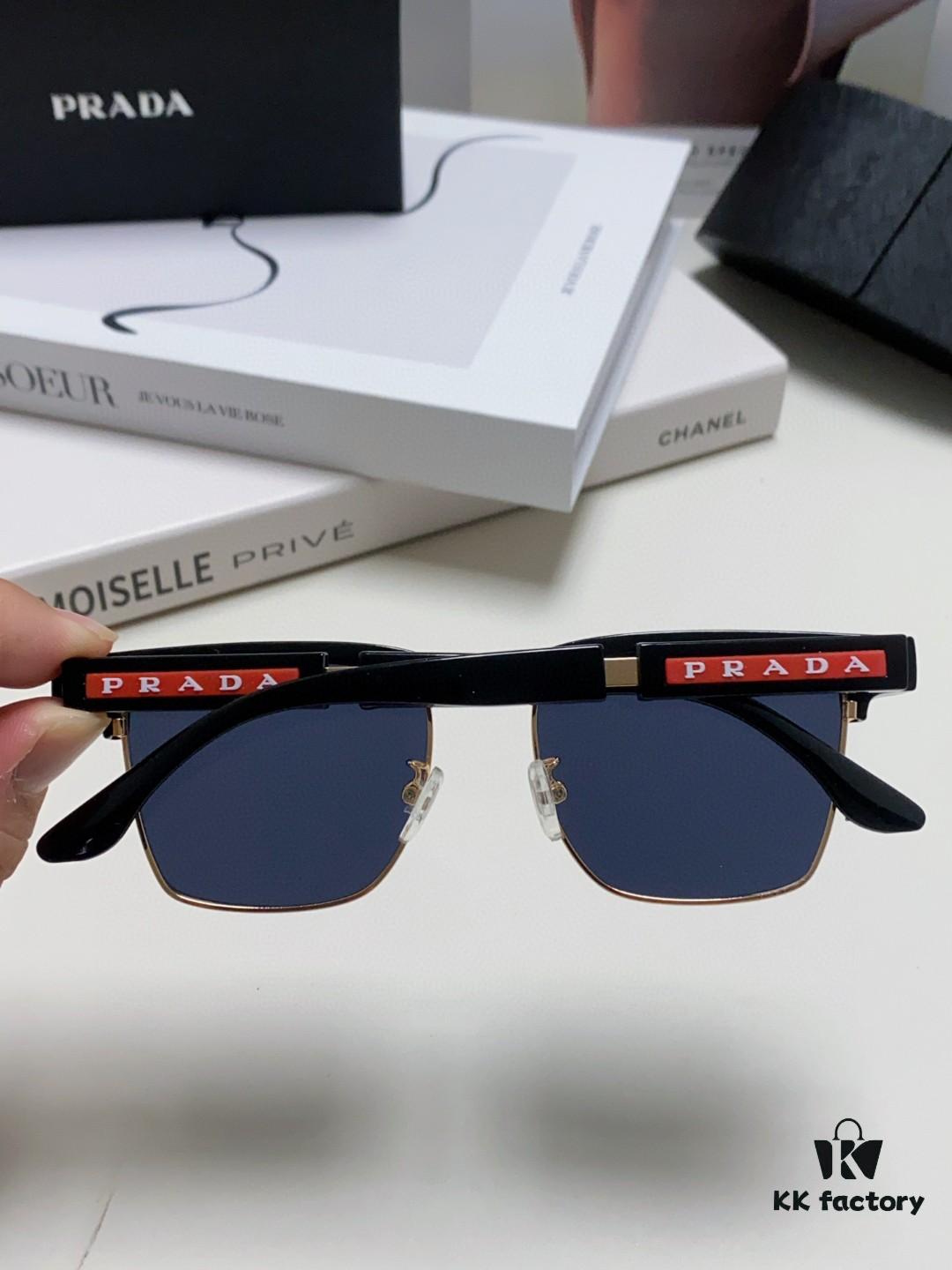 Prada Sunglasses Classic Style, Showcasing Unique Personality with Premium Metal Logo on Temples and Frame